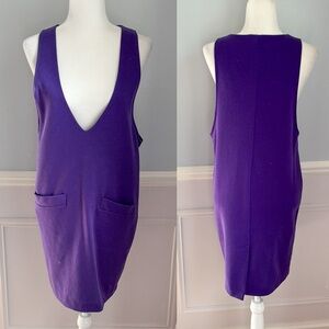 Michele Petite Jumper Deep V-Neck Purple Mini Dress Mod Vintage Size 8